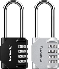 Puroma 2 Pack 2.6 Inch Long Shackle Combination Lock 4 Digit Outdoor Waterproof 