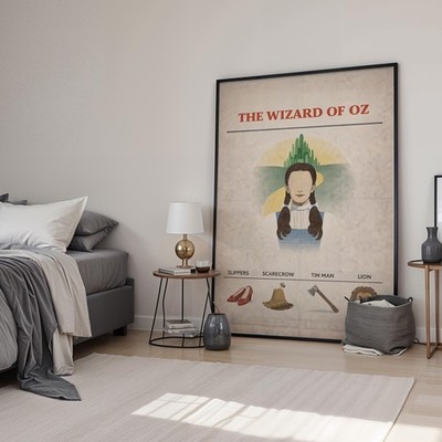 Der Zauberer von Oz Retro Minimal Film Kunstdruck | Filmposter | Leinwand & gerahmt