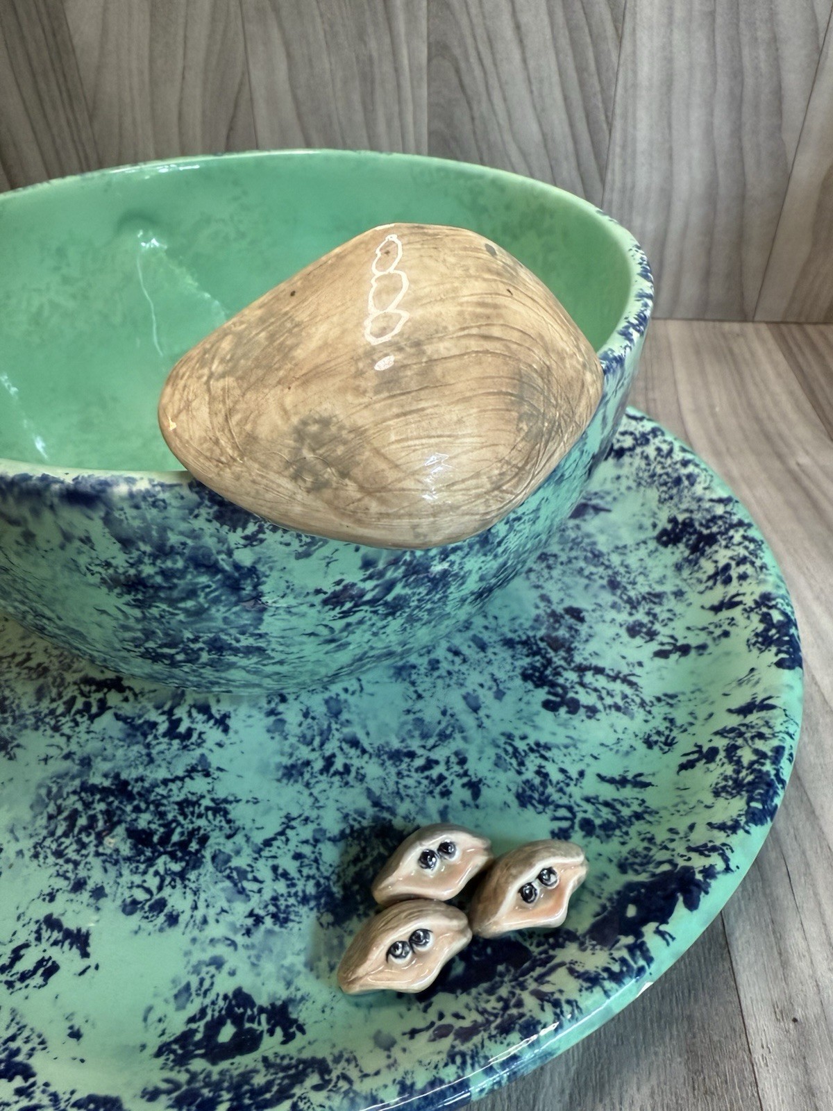 Decorative Chowder Bowl And Plate Set Handmade Extremely Large Same Day Shipping