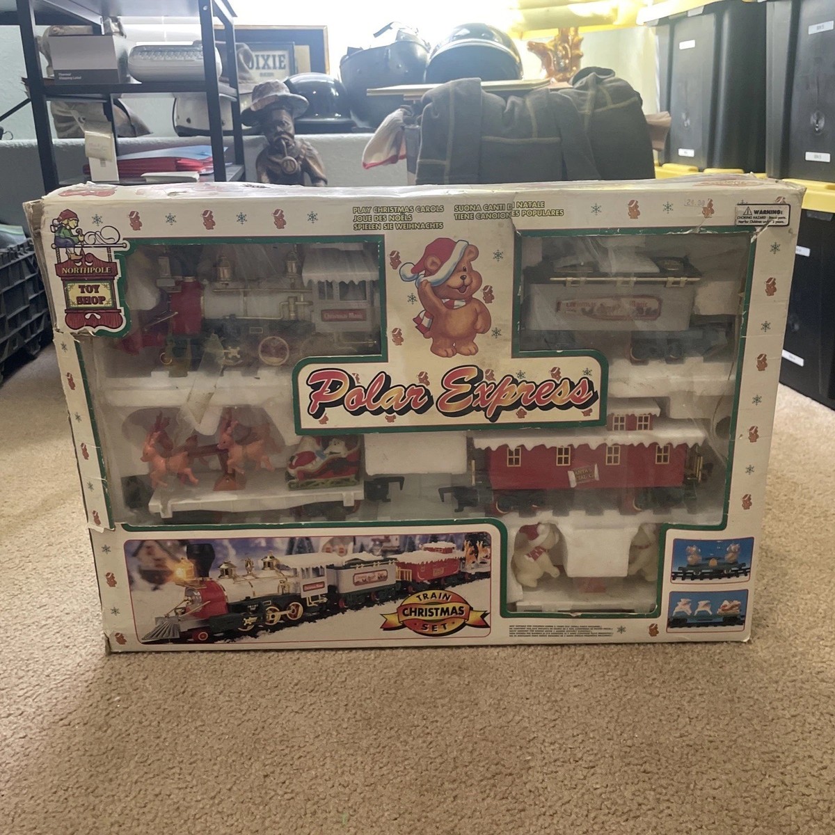 VINTAGE 90s North Pole Toy Shop Polar Express Musical Train Set