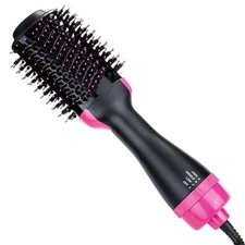 Pink Multi-Functional Electric Hair Straightener and Curler Hot Comb for Women -