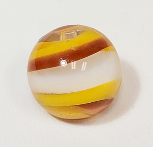 Vintage Clear Yellow Brown Swirl Glass Round Marble Button Collectable .5"