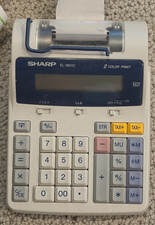 Sharp EL-1801C Printing Calculator 12 Digit 2 Color Desktop Tested NO AC CORD