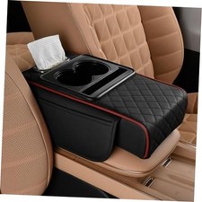Car Armrest Cushion,5-in-1 Center Console Cover with 2 Storage Bags Black red