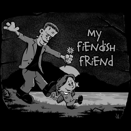 Universal Monsters FRANKENSTEIN Calvin & Hobbes Movie Monster Comic Art T-SHIRT