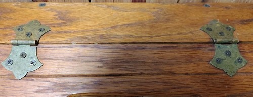 Vintage Handmade Wooden Oak Bread Box Terra Cotta Inlay Mid Century Modern EUC - Picture 3 of 10