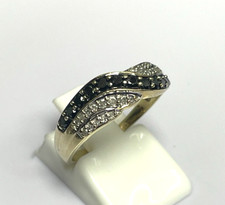 9ct Yellow Gold Ring Diamond Stones Solid Band Hallmark Ring Size P 1/2