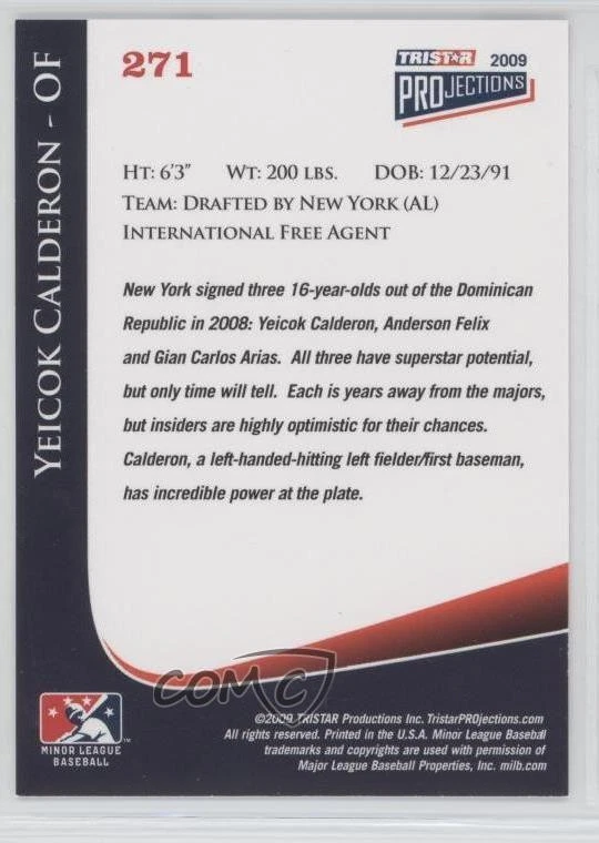 2009 TRISTAR PROjections Yeicok Calderon #271 - Image 2 of 2
