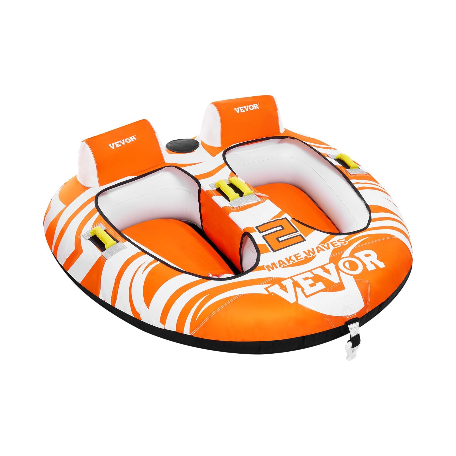 2 Rider Orange Towable Tube Water Flotation Device For Thrilling Boating Fun