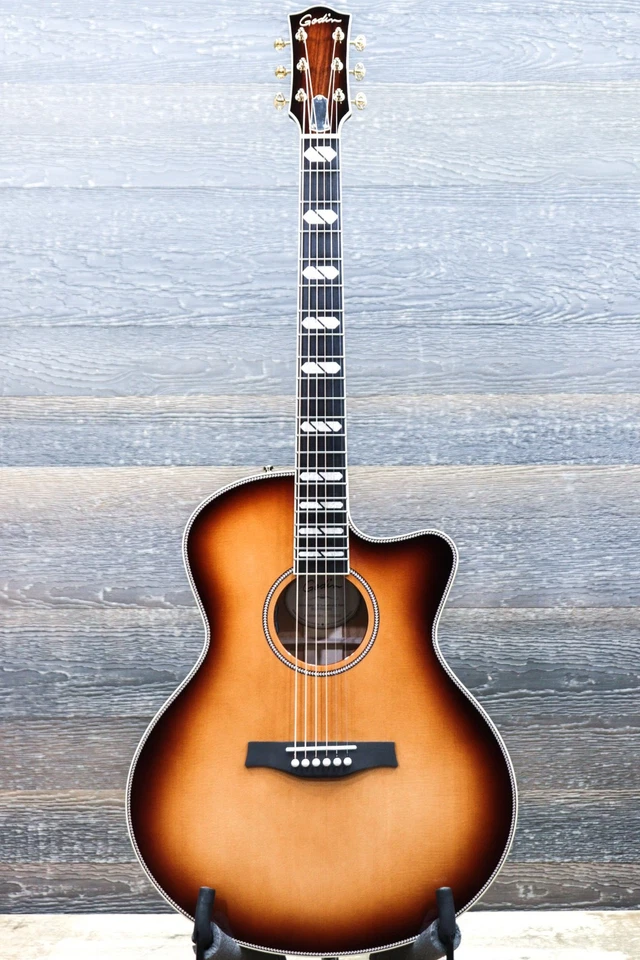 Guitarra Eléctrica Acústica Godin Connaisseur MJ Sunsetburst Maho "B-Stock" con Estuche Foto 2 de 4