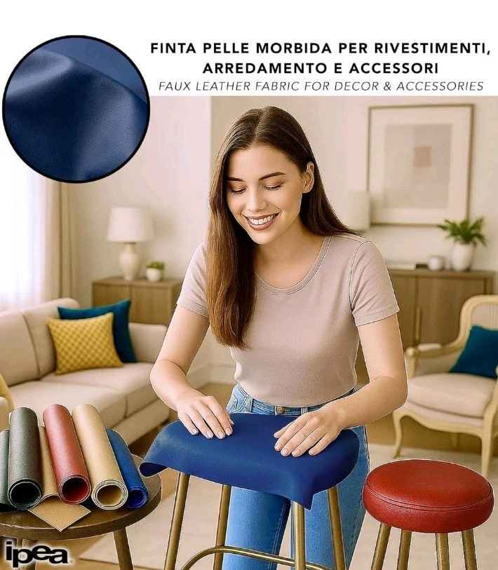 IPEA Faux Leather Royal Blue for Decor and Coating 140 x 50 Cm Brand New In Box image 4