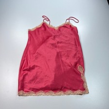 Victorias Secret Slip Dress Womens Large Coral Satin Lace Trim Y2K NIght Gown