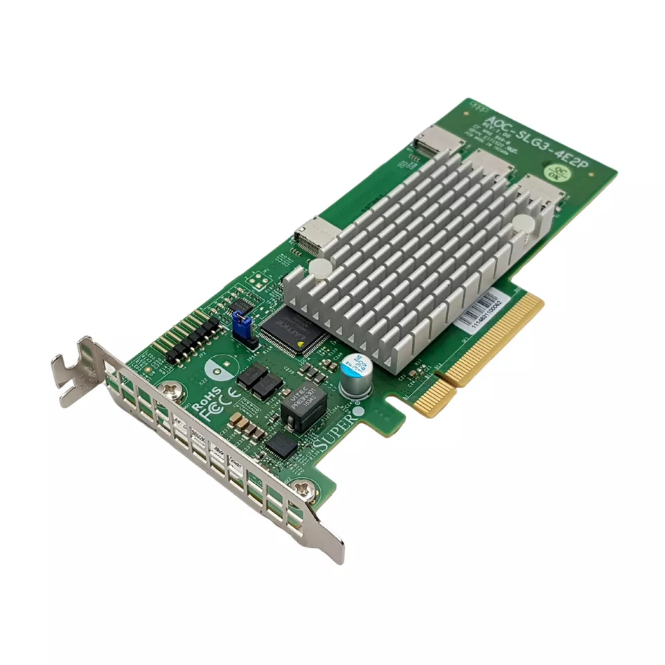Supermicro AOC-SLG3-4E2P - Zero Memory Low Profile PCI Express 3.0 x8 RAID Co... - Image 2 of 3