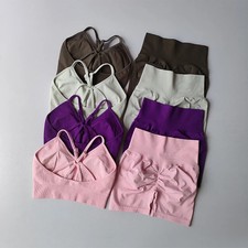 3 Pc Nylon Spandex Yoga Set Women Long Sleeve Zip Top High Waist Leggings Outfit