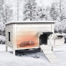 Outdoor Cat House Insulated Feral Cat Shelter for Winter Acrylic Side Window