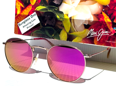 Maui Jim PUKAUA Shiny LT Gold & Pink POLARIZED Sunrise Pink