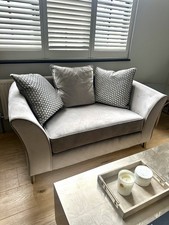2 x Plush Grey Lux Velvet Sofas. 2 X 2 Seater. CONDITION: GREAT! Collect SW6