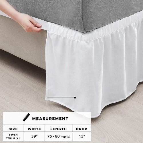 32665 Twin XL Wrap Around Bed Skirts Ruffles 15-inch Drop Resistant Machine W... - Picture 4 of 7