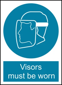 Visors Must Be Worn Safety PPE Warning Self Adhesive Vinyl Sticker