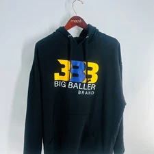 Big Baller Brand Graphic Long Sleeve Hoodie Kangaroo Pocket Sweatshirt Black
