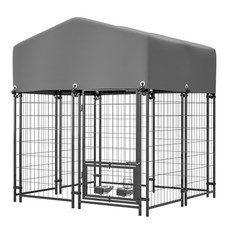 Heavy Duty Outdoor Dog Kennel 4.2'x3.8'x4.8' with Roof All-Weather Safe Lock
