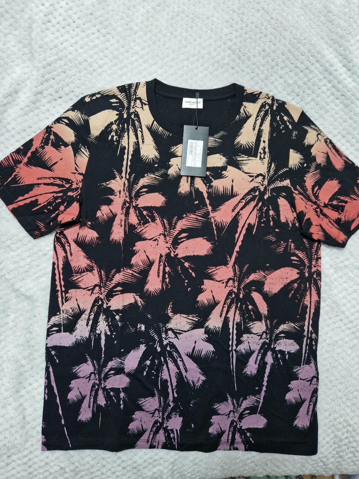 T shirt Saint Laurent in cotone con stampa palma nuova taglia M