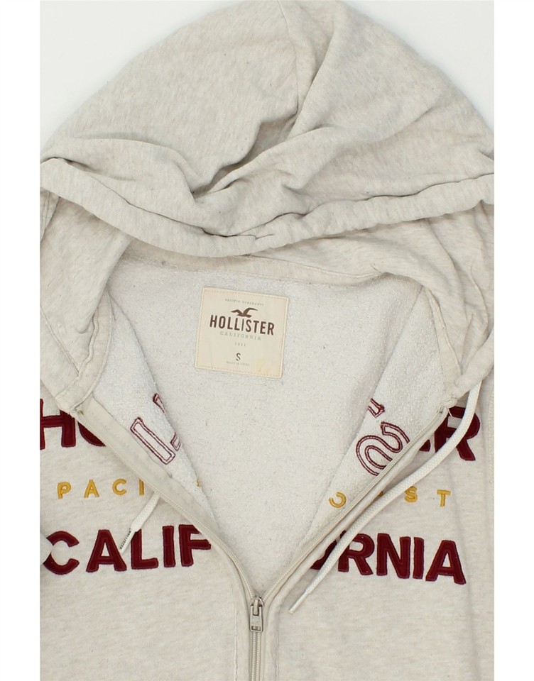 HOLLISTER Mens California Graphic Zip Hoodie Sweater Small Grey Cotton