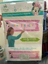 1st Birthday Minnie Mouse Personalized Banner Kit Party Supplies Minnie New