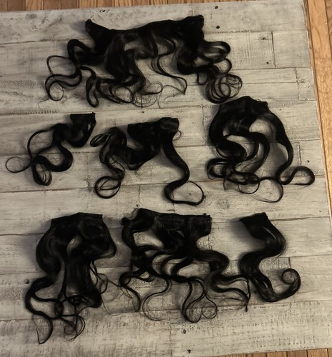 7 Piece Bundle Hair Extensions Real Human Hair Black Clip In Full Body Curls