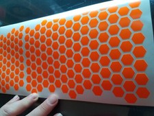 HEXAGON HONEYCOMB STICKERS DECALS shapes HEX X 168 ORANGE HI VIZ FOR HELMET