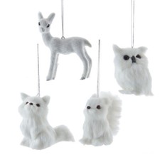 Furry White Forrest Animals Ornaments