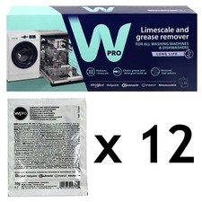 Image of Washing Machine Dishwasher LIMESCALE DESCALER Detergent Remover 12 x 50g Sachets