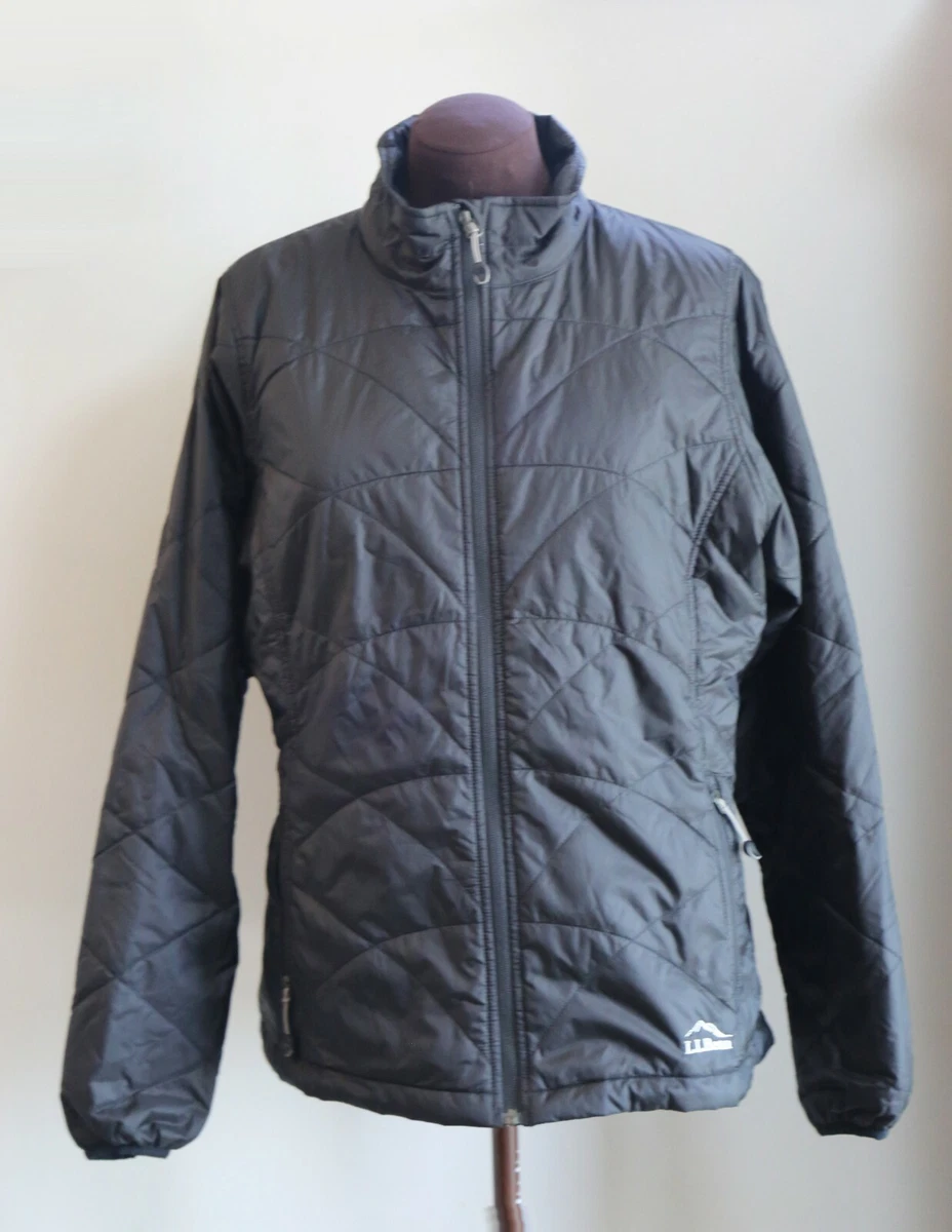 L.L. Bean Womens PRIMALOFT Zip Front Stowaway Packable Jacket Black Size Large