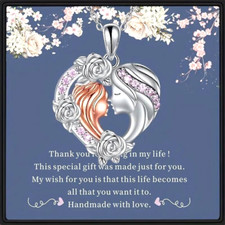 Mother Forever Love Heart Flower Pendant Necklace Women Mom Fashion Gift New