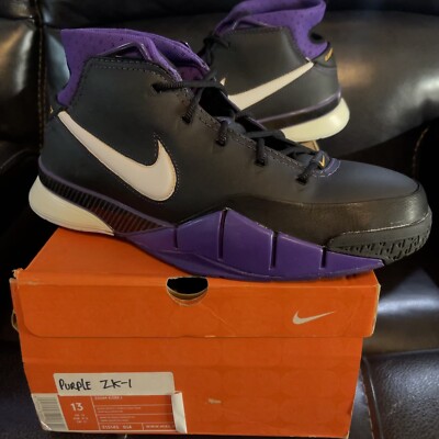 Size 13 - OG 2006 NIKE ZOOM KOBE 1 BLACKOUT 313143 014 Black Purple White