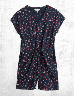 Ex Seasalt Women s Short Sleeve Jersey Playsuit in Martime Ditsy