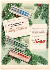 1956 vintage Christmas AD SCRIPTO Pen & Pencil Sets Great Gifts!  112524