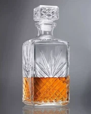 Glass Liquor Decanter 33.75Oz Whiskey Brandy Bourbon Scotch Airtight Lid Spirits