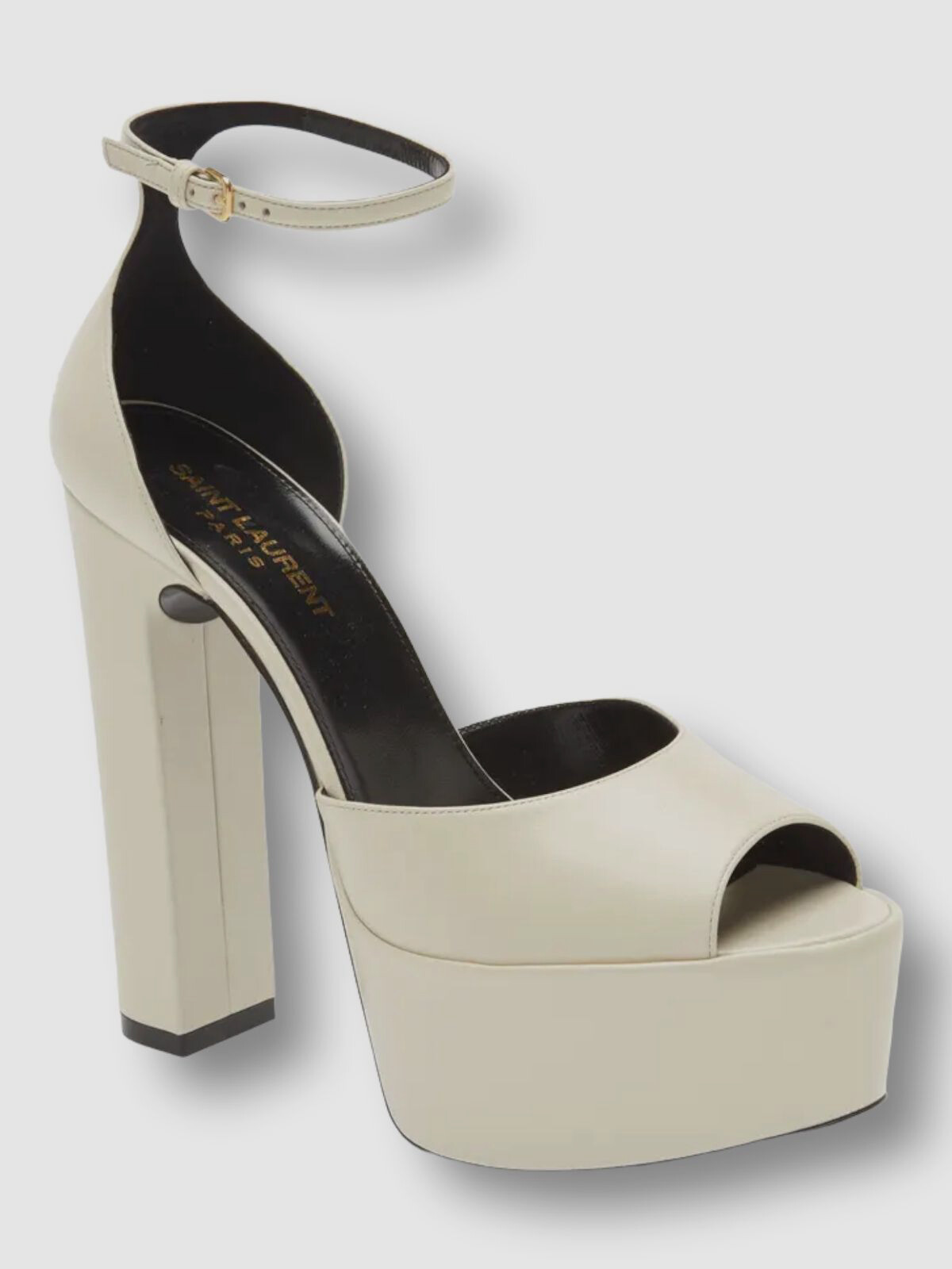 Scarpa sandalo Saint Laurent donna avorio jodie tacco plateau $1050 EU 40 5 US 10 5