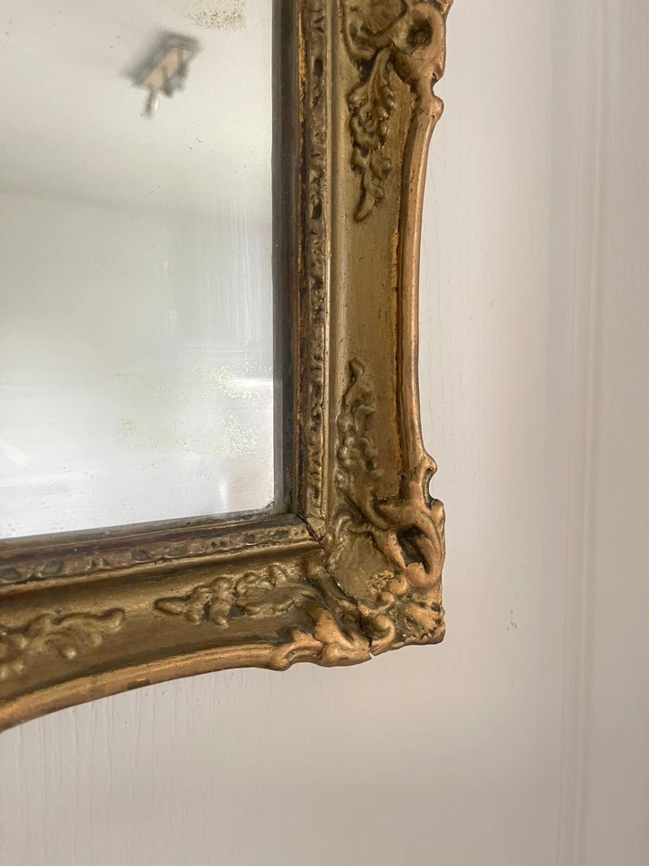 Ancien Miroir Mural Rectangle Doré Bois Style Louis XV XIXème FRANCE 44 x 33 cm - Photo 3/4