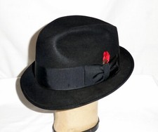 BEE Windsor - 100% Wool -  Fedora Black Dress Hat- Size  7