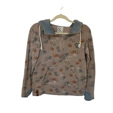 ampersand avenue casual cozy half zip hoodie abstract pattern thumb holes size M