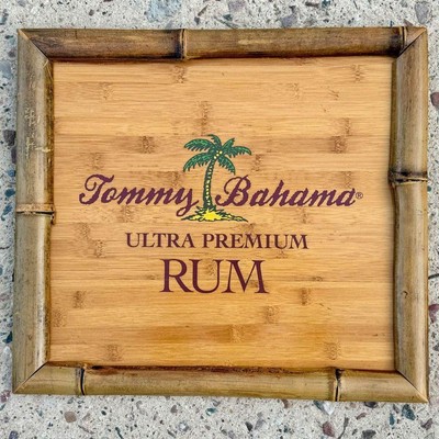 Tommy Bahama Rum Tiki Bar Mancave Wall Wood Crate & Bamboo 18 x 20 Tropical