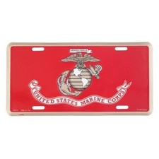 US Marine Corps License Plate- USMC Red EGA Semper Fi Vehicle Plate- Made in USA