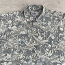 Vintage Reyn Spooner Shirt Men XL Grey Floral AOP Made in USA Short Sleeve Aloha