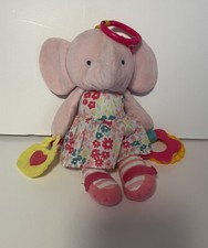 Carters Pink Elephant Lovey Floral Rattle Crinkle Teether Toy