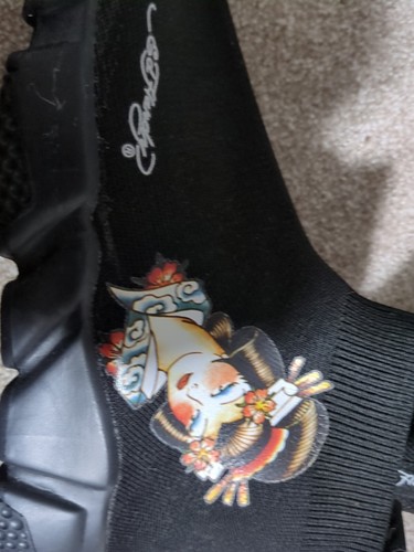 Authentic Ed Hardy Ladies Size 8.5 US Sock Sneakers Black Ankle Boots Geisha - Picture 9 of 9