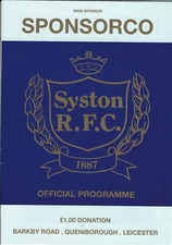 Syston v Newark 9 Apr 2005 RUGBY PROGRAMME