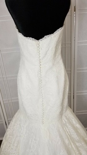 bridal gown size 12 color ivory Lace chapel train design Wtoo - Picture 10 of 12