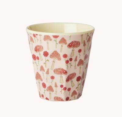 RICE Kinderbecher aus Melamin, ''Pink Happy Forest Print'' Two Tone Small 7 x 8 cm